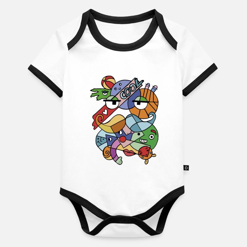 Abstrakte Frische von geometrischen Gesichtern und Schnurrbart Baby Bio-Kurzarm-Kontrastbody