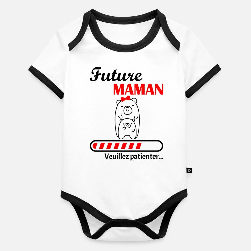 Future Maman, future mère, annonce grossesse Body Bébé bio contrasté manches courtes