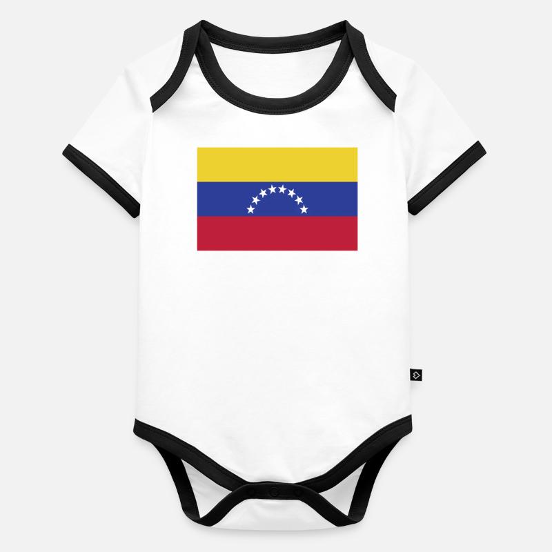 Drapeau du Venezuela Body Bébé bio contrasté manches courtes