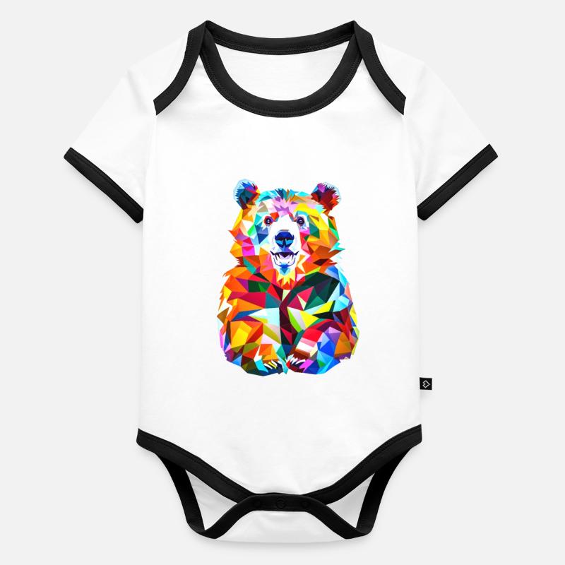 Ours polygone Body Bébé bio contrasté manches courtes