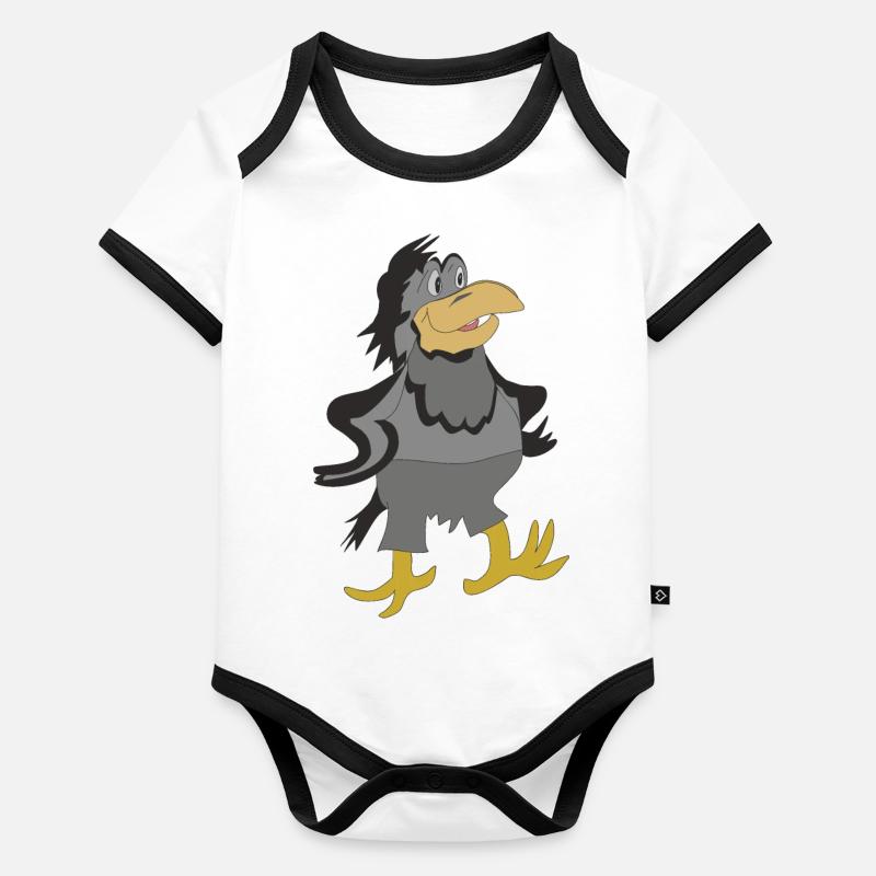 Corbeau Body Bébé bio contrasté manches courtes
