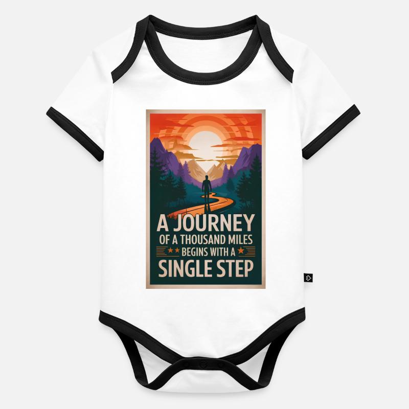 Die größte Reise beginnt mit einem kleinen Schritt Baby Bio-Kurzarm-Kontrastbody