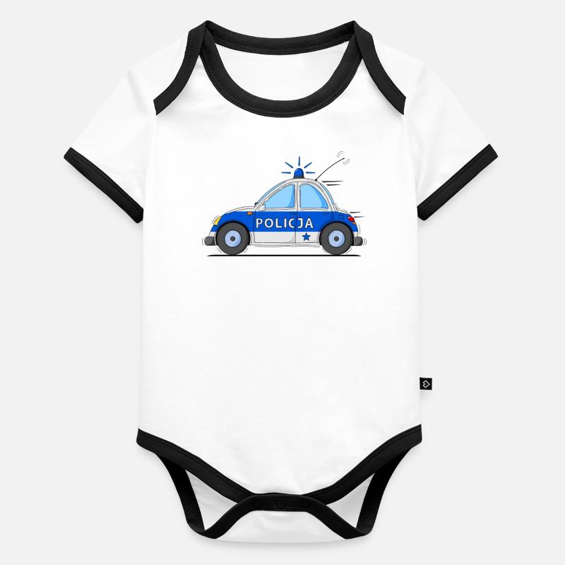 Polizeiauto Policja Blau Baby Bio-Kurzarm-Kontrastbody