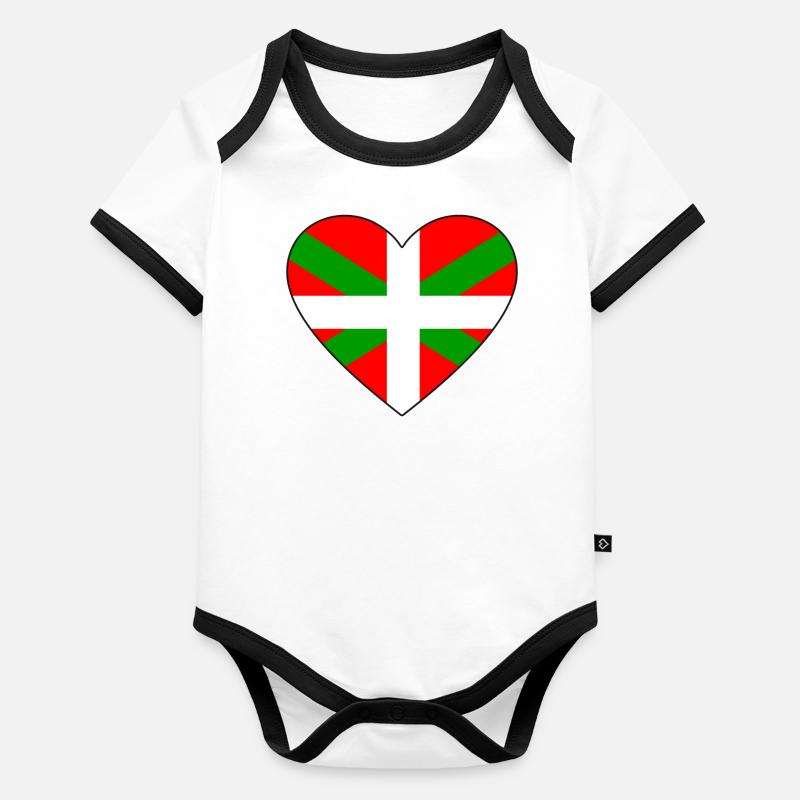 Drapeau basque coeur Body Bébé bio contrasté manches courtes