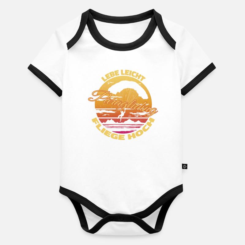 Lebe leicht, fliege hoch - Paragliding Spruch Baby Bio-Kurzarm-Kontrastbody