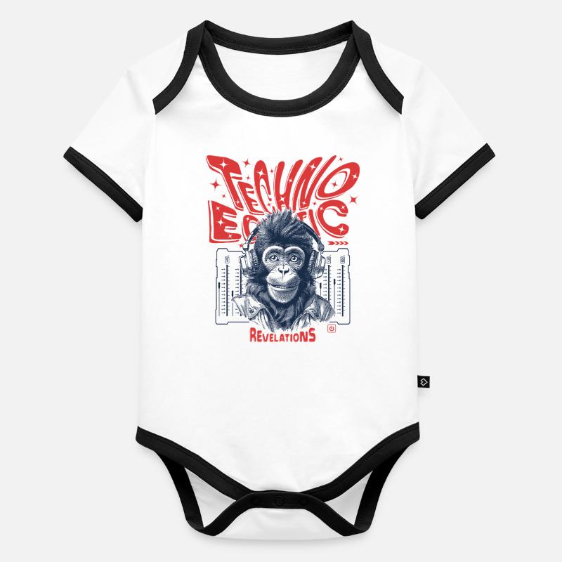 Chemise Revelations : Monkey, Techno et Extstatic Beats Body Bébé bio contrasté manches courtes