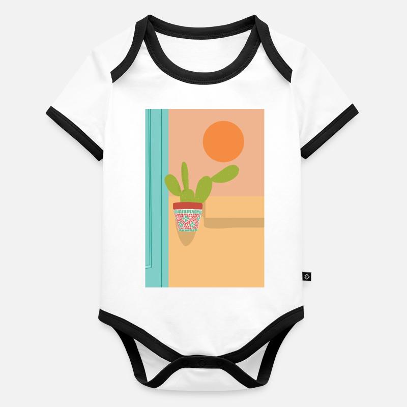 Boho Kaktus Opuntia Malaga Baby Bio-Kurzarm-Kontrastbody
