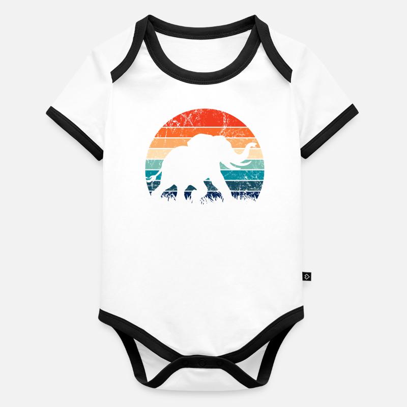 Elephant - Big Game, Tusk, Ivory Organic Baby Contrasting Bodysuit