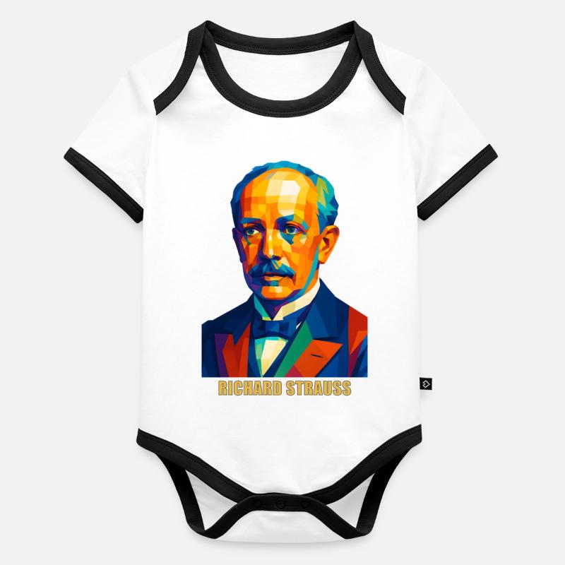 WPAP Polygon Portrait Richard Strauss Compositeur Body Bébé bio contrasté manches courtes