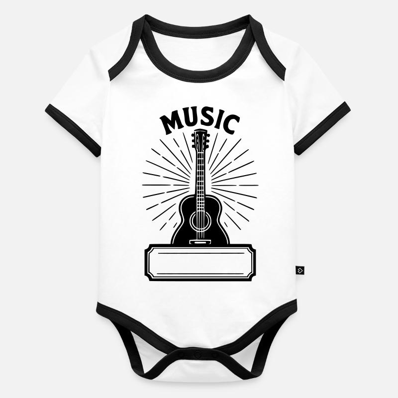 Music - Nom prénom Body Bébé bio contrasté manches courtes