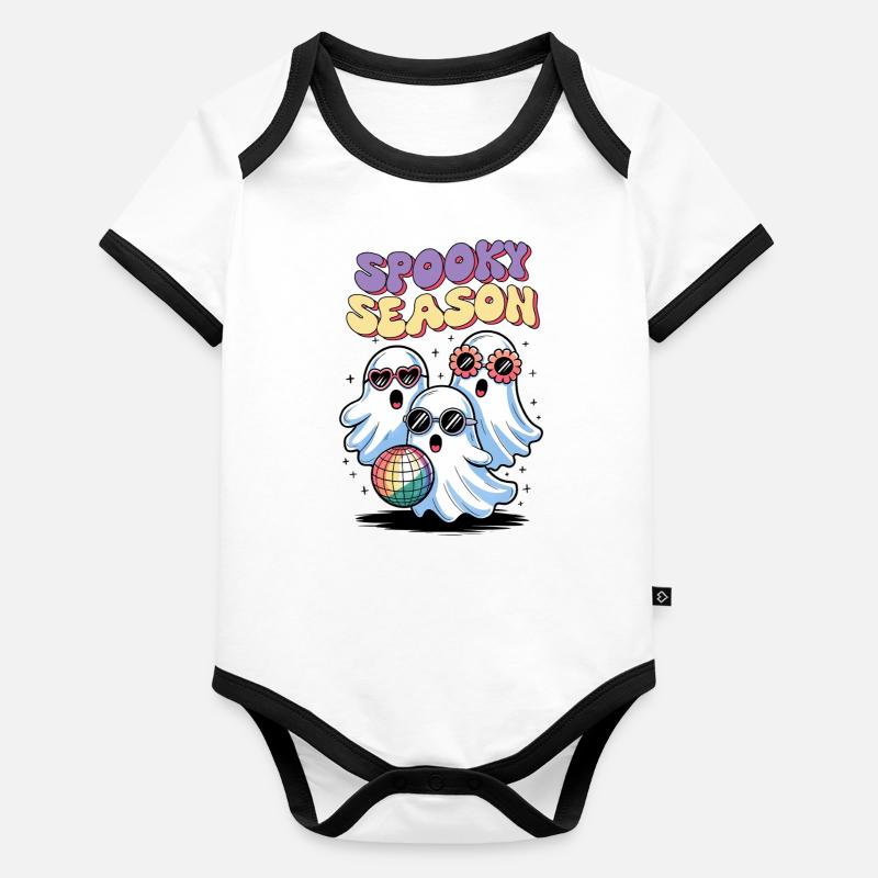 Ghost Halloween Saison effrayante Body Bébé bio contrasté manches courtes