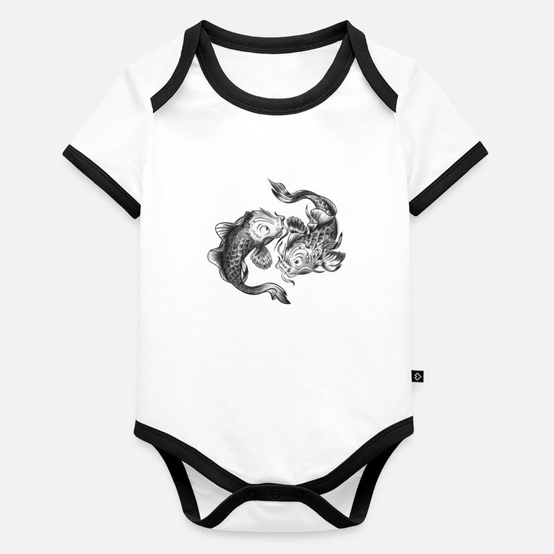 Koi Tanz im Schwarzweiß Baby Bio-Kurzarm-Kontrastbody