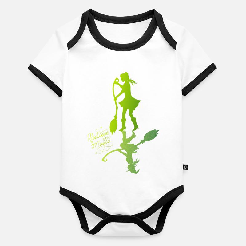 Believe in Magic Sorcière - vert Body Bébé bio contrasté manches courtes