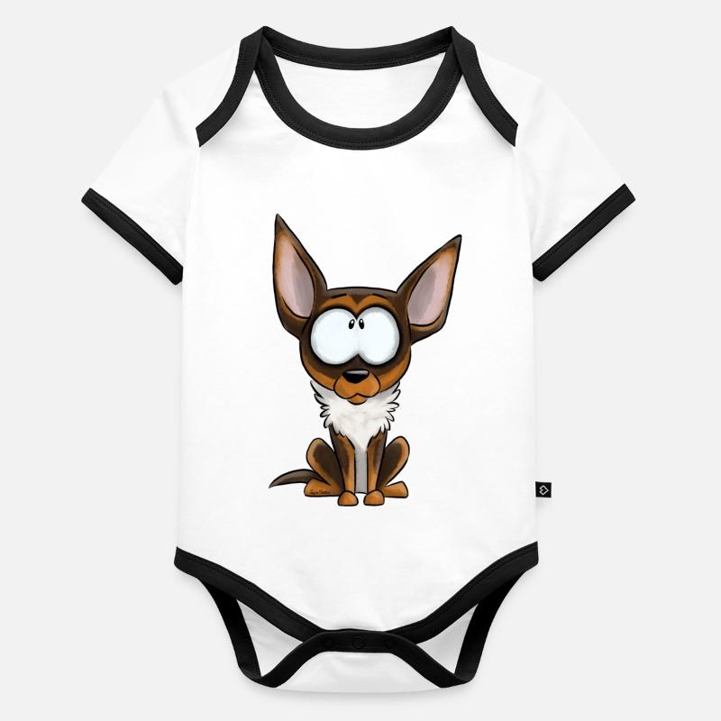 Je Suis Chihuahua - Chocolat Feu Blanc Body Bébé bio contrasté manches courtes