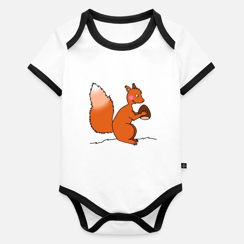 Écureuil avec écrou Body Bébé bio contrasté manches courtes