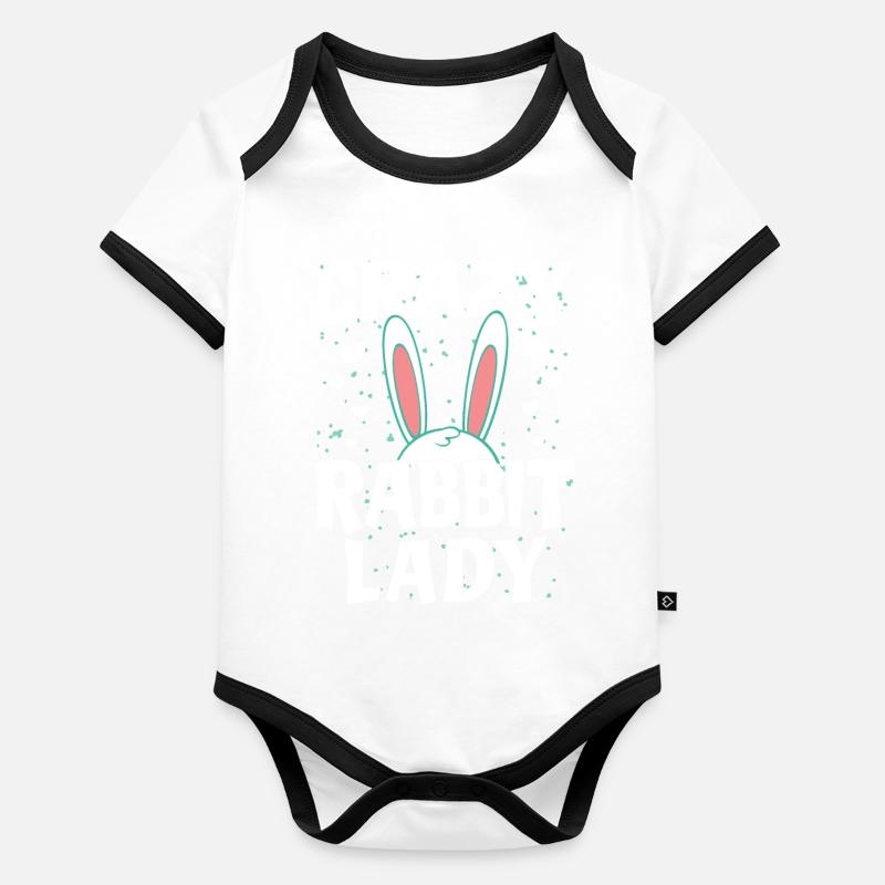 Crazy Rabbit Lady - Fan du propriétaire du lapin Rabbit Body Bébé bio contrasté manches courtes