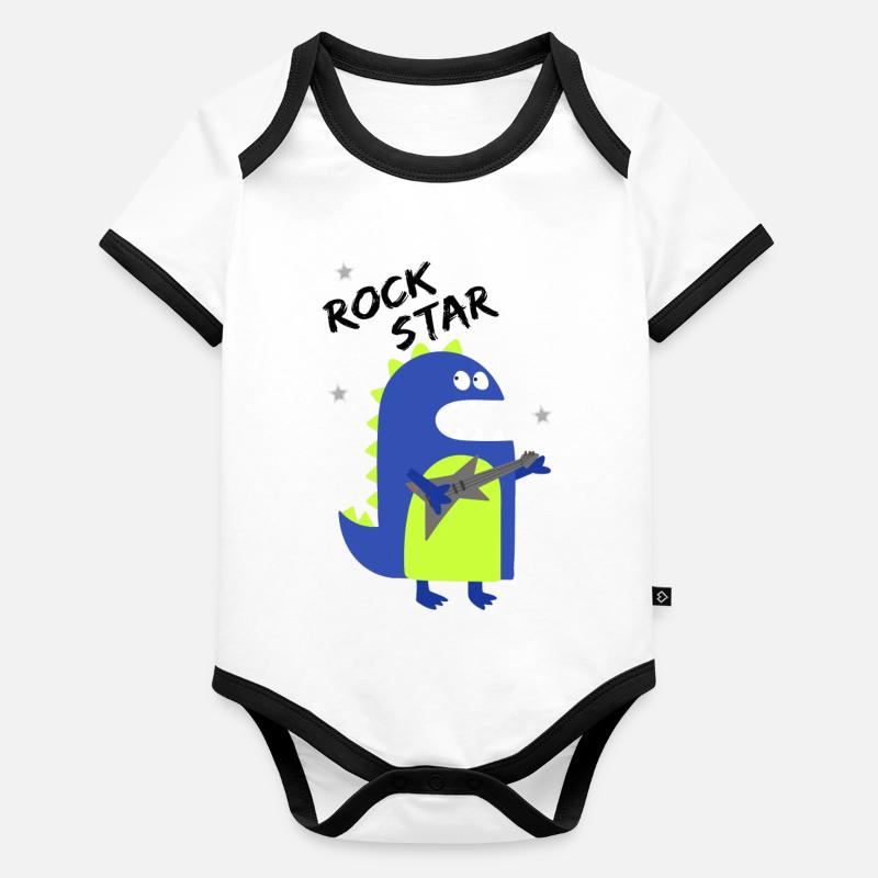 Rock Star Dinosaur Organic Baby Contrasting Bodysuit