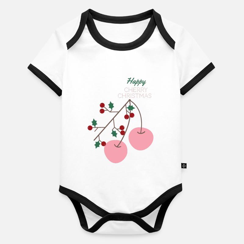 cherry christmas mistelzweig Baby Bio-Kurzarm-Kontrastbody