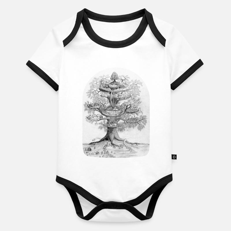 Yggdrasil, l'arbre du monde Body Bébé bio contrasté manches courtes