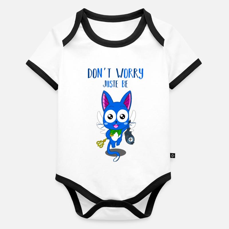 don't worry be happy Body Bébé bio contrasté manches courtes