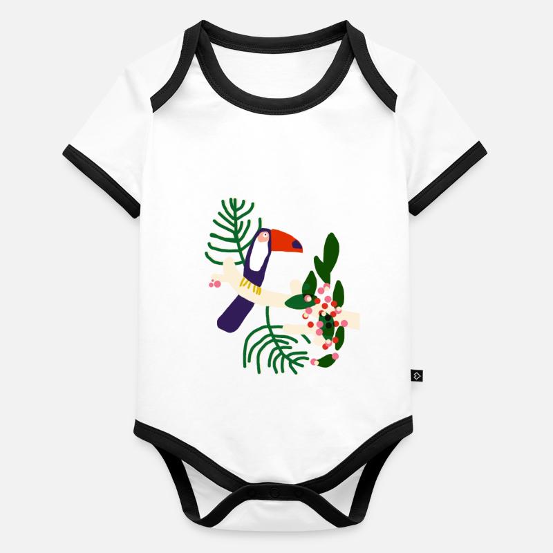 Toucan Tropical Body Bébé bio contrasté manches courtes