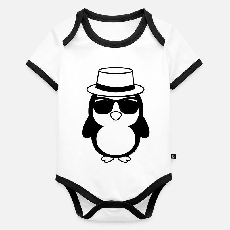 cool_pinguin_01 Body Bébé bio contrasté manches courtes