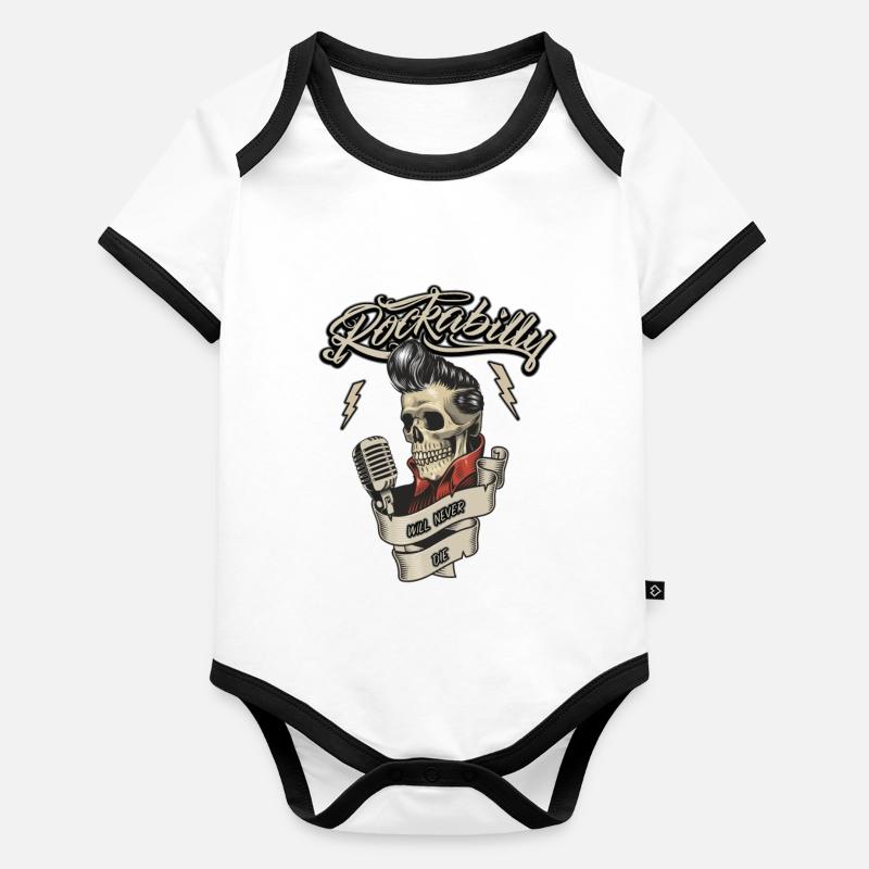 Idée cadeau Rockabilly Hotrod Rock'n Roll Body Bébé bio contrasté manches courtes