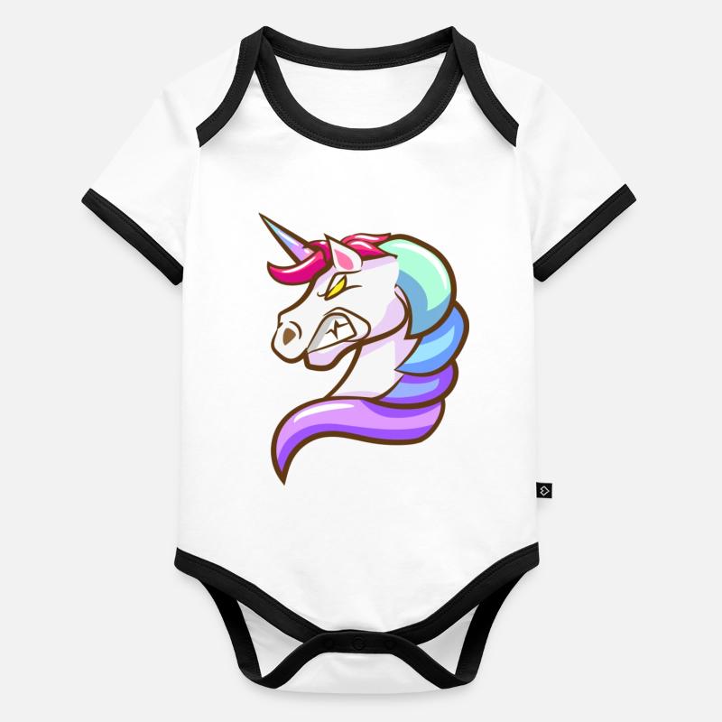 Fantasy Einhorn mit Pastellfarben Baby Bio-Kurzarm-Kontrastbody
