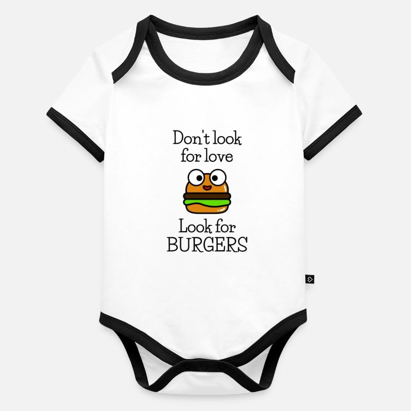 Burger Hunger BBQ grilling lover gift Organic Baby Contrasting Bodysuit