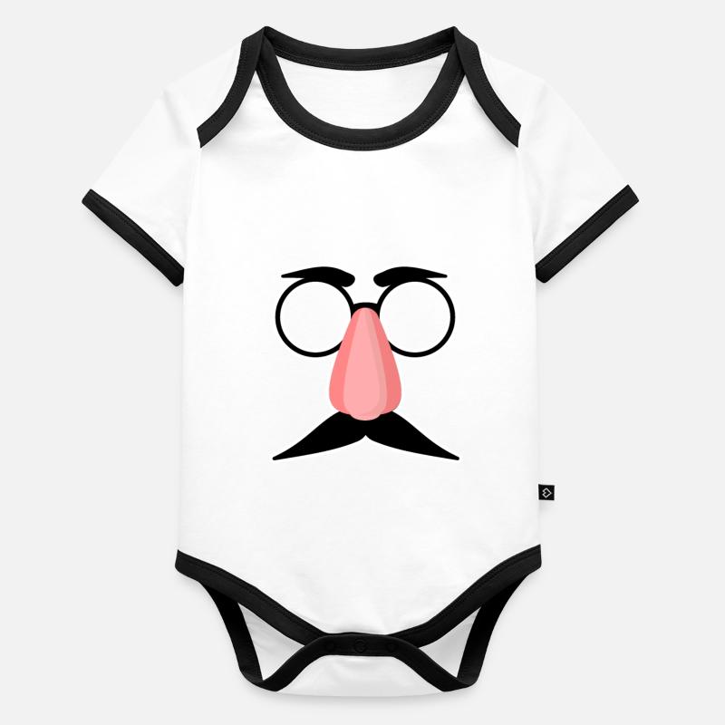 Glasses Mustache Nose Organic Baby Contrasting Bodysuit