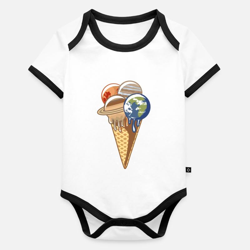 planète de la crème glacée Body Bébé bio contrasté manches courtes