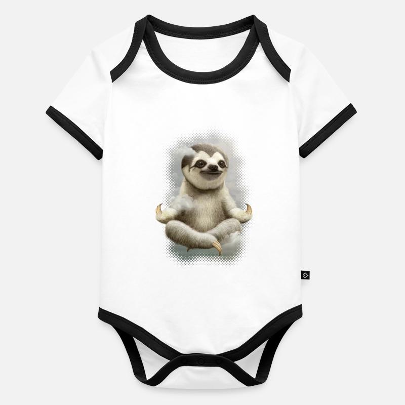 SLOTH MEDITATE FINAL Organic Baby Contrasting Bodysuit