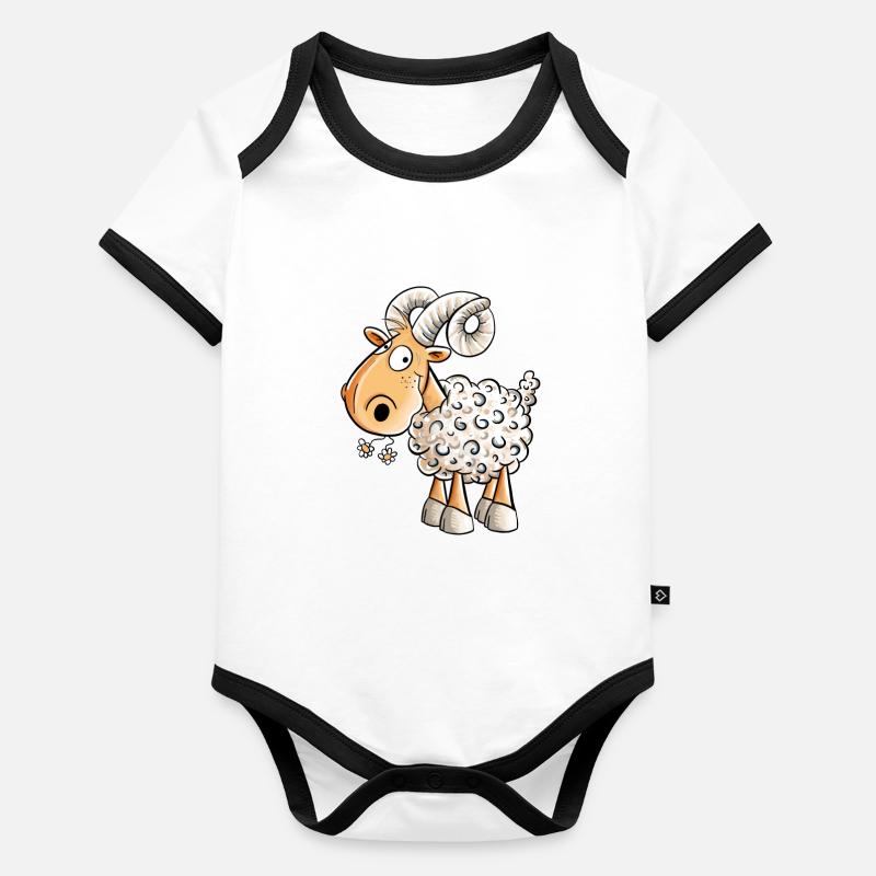 Happy Widder I Schafbock I Schaf Baby Bio-Kurzarm-Kontrastbody