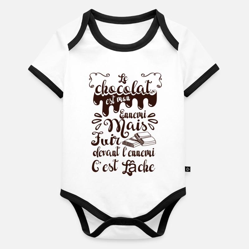 Le Chocolat Est Mon Ennemi Body Bébé bio contrasté manches courtes