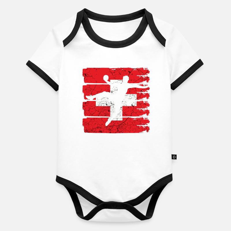 Équipe de Suisse de handball Body Bébé bio contrasté manches courtes