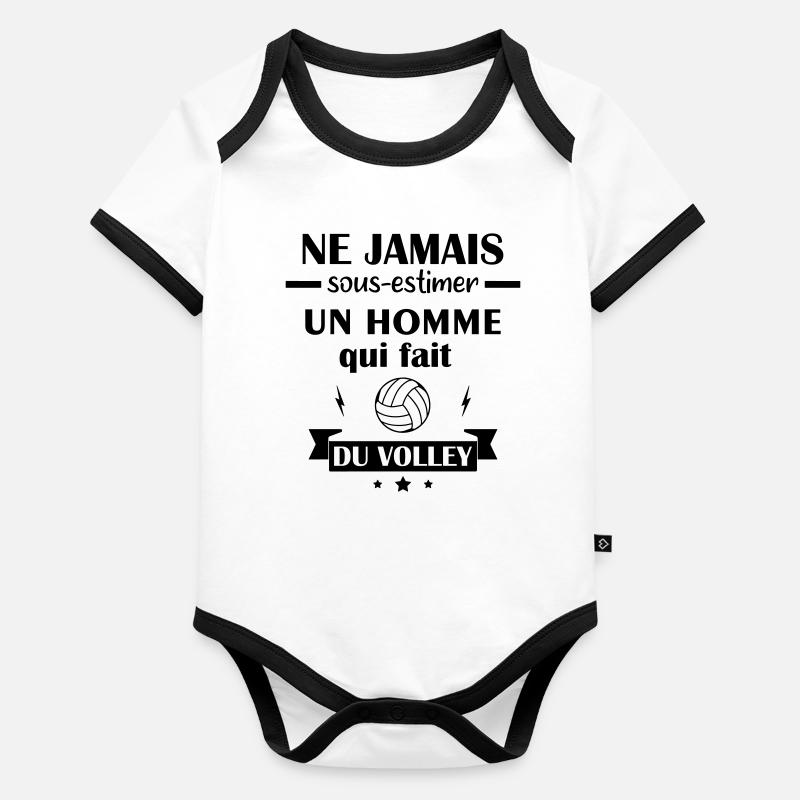 Ne jamais sous estimer volley, volleyball Body Bébé bio contrasté manches courtes