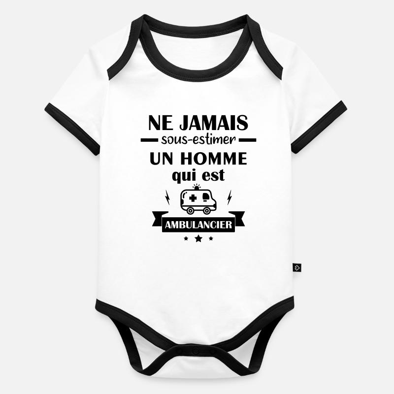Ne jamais sous estimer ambulancier Body Bébé bio contrasté manches courtes