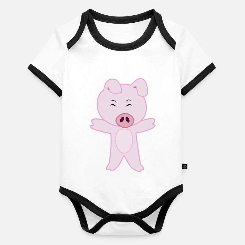 Mignon Cochon tout rose Body Bébé bio contrasté manches courtes