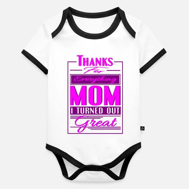 Drôle de conception de chemise. Merci maman.. Body Bébé bio contrasté manches courtes