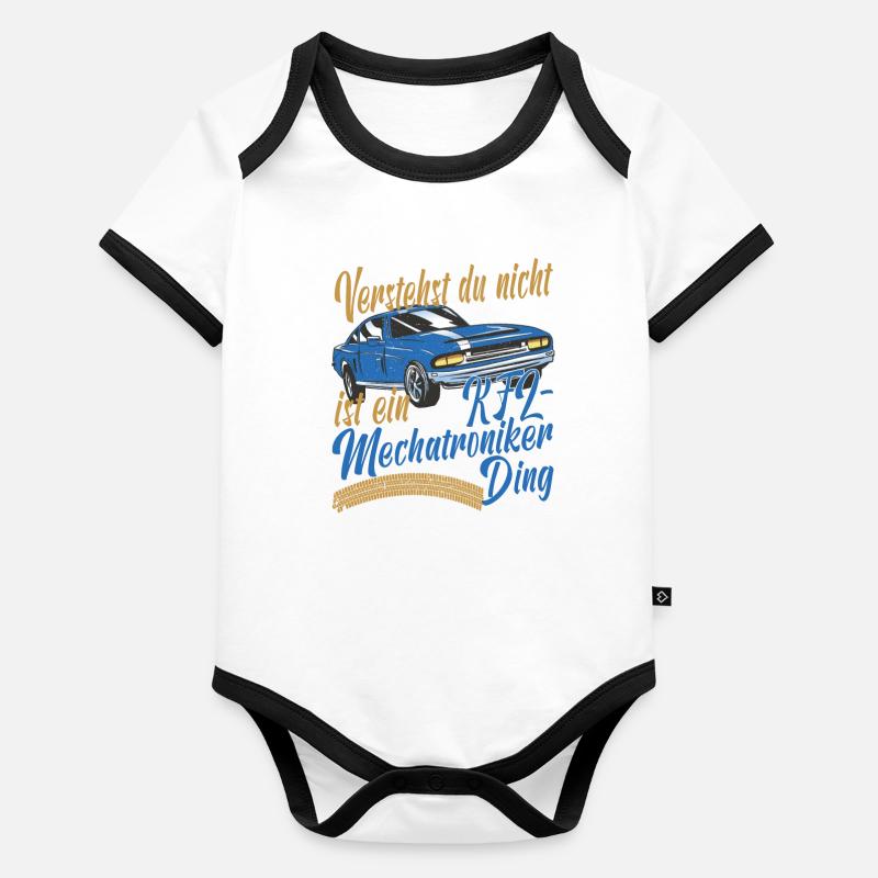 Kfz Mechatroniker Papa Vater Auto Schrauber Baby Bio-Kurzarm-Kontrastbody