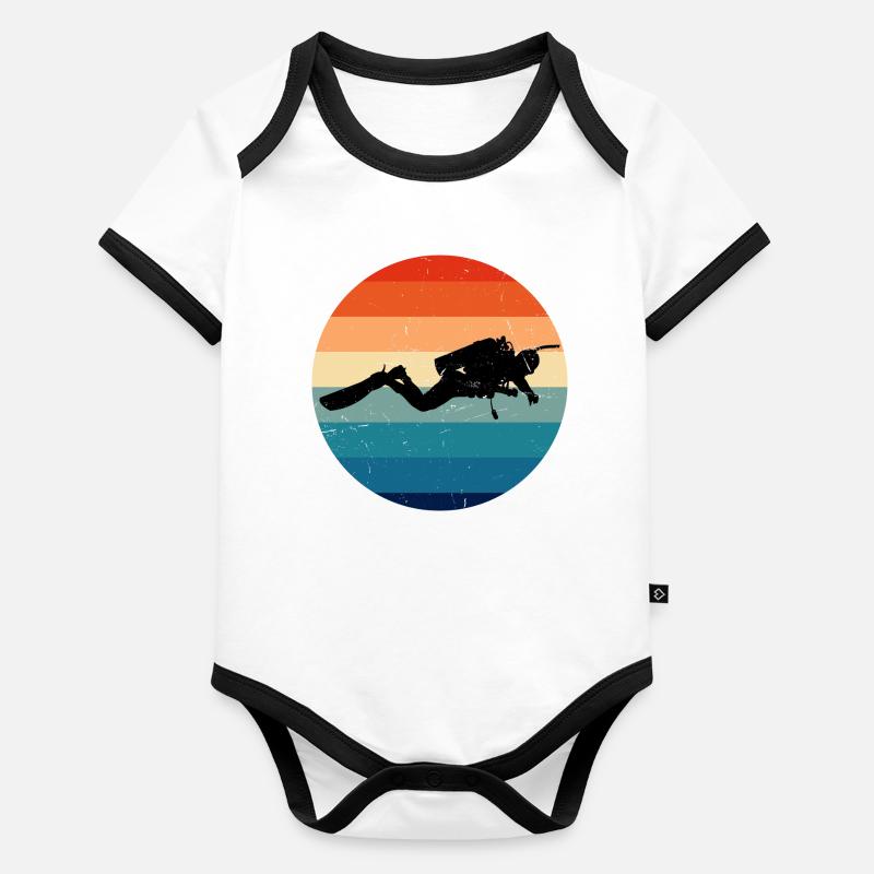 Plongée libre Femmes Plongeuse Plongée sous-marine Body Bébé bio contrasté manches courtes