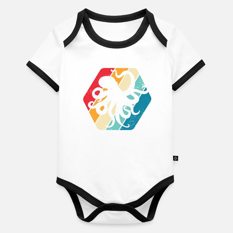 Octopus Octopus Ocean Sea Retro Organic Baby Contrasting Bodysuit