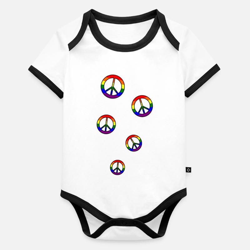 Das Symbol des Regenbogenfriedens Baby Bio-Kurzarm-Kontrastbody