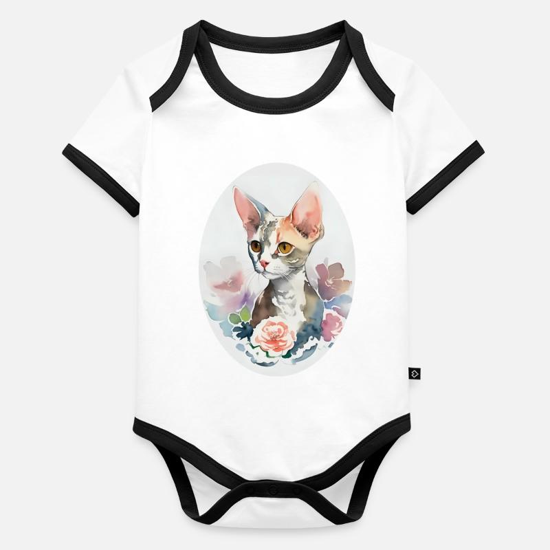Devon Rex Body Bébé bio contrasté manches courtes
