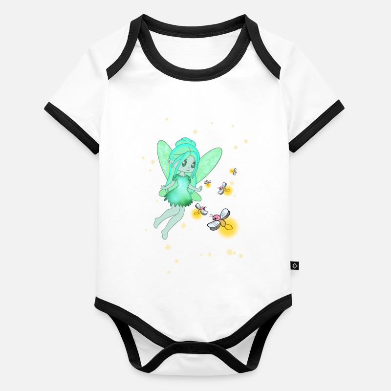 Fairies and fireflies Organic Baby Contrasting Bodysuit