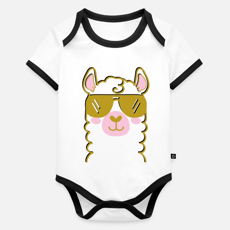 Lama Alpaka Baby Bio-Kurzarm-Kontrastbody