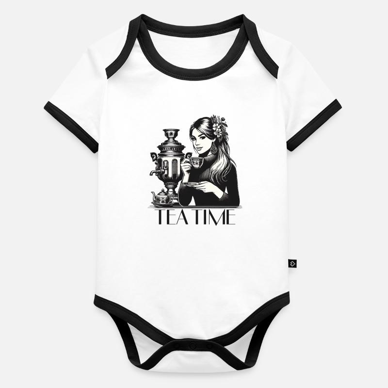 Samowar Teezeit Frau Geschenk Baby Bio-Kurzarm-Kontrastbody