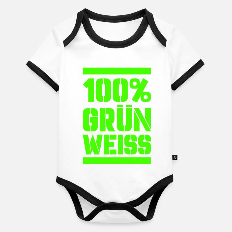 100 vert blanc Body Bébé bio contrasté manches courtes