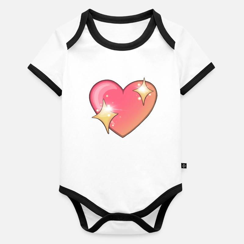 Funkelndes Herz Emblem Design Baby Bio-Kurzarm-Kontrastbody