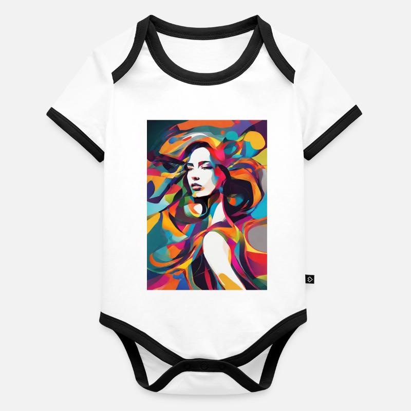 Abstraktes Frauenbild Baby Bio-Kurzarm-Kontrastbody